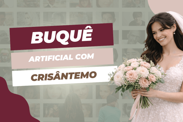 Crisântemos na composição do buquê de noiva artificial: textura, presença e personalidade